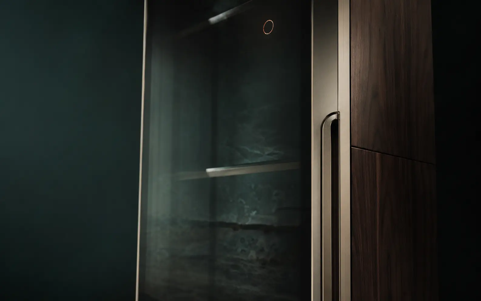 An atmospheric AVYRE concept in smoked glass, wood and satin metal